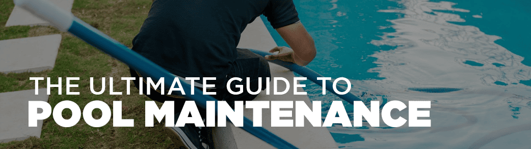 A comprehensive guidebook cover featuring a crystal-clear pool under a sunny sky, titled 'The Ultimate Guide to Pool Maintenance.
